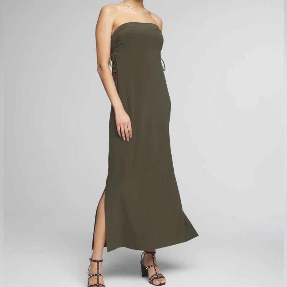White House Black Market Strapless Olive Convertible Dress/Skirt in XL